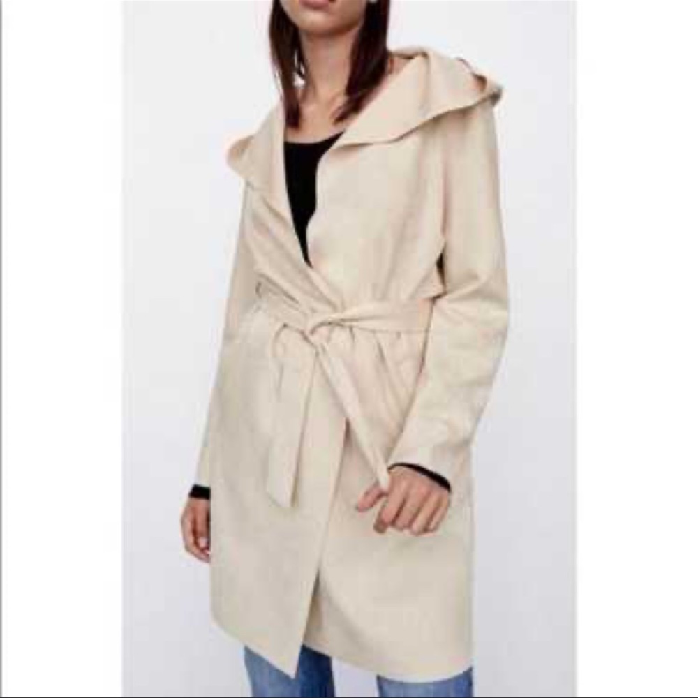 Zara Beige Faux Suede Trench Coat